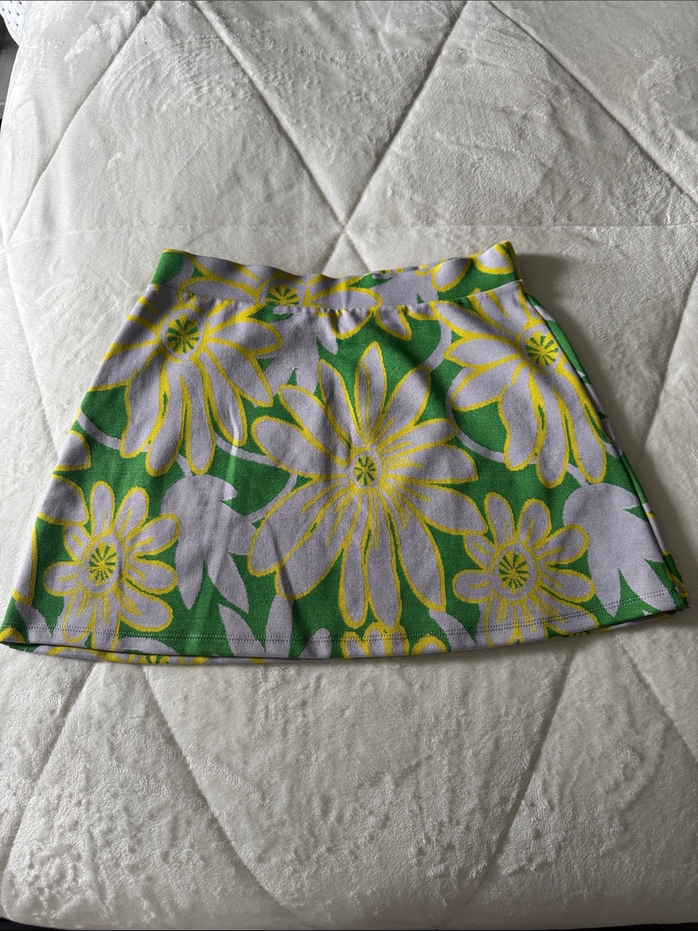 Zara Green, Yellow and Lavender Floral Mini Skirt